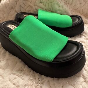 Steve Madden Women's Neon Green Platform Slides